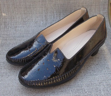 SAS PUMPS Sonyo Black Pantent Leather Cut Out Slip Ons made in USA Women's 10 WW
