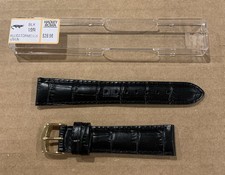 Mens Genuine Italian Calfskin Alligator Grain Watch Band Strap - Regular - Black