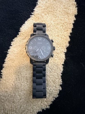 Fossil Men's JR1401 50mm Black Stainless Steel Quartz Chronograph Date 5ATM