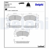 Delphi Bremsbelagsatz Scheibenbremse LP801 FüR 323 626 Mazda MX GE Ford 5 GF 6 4