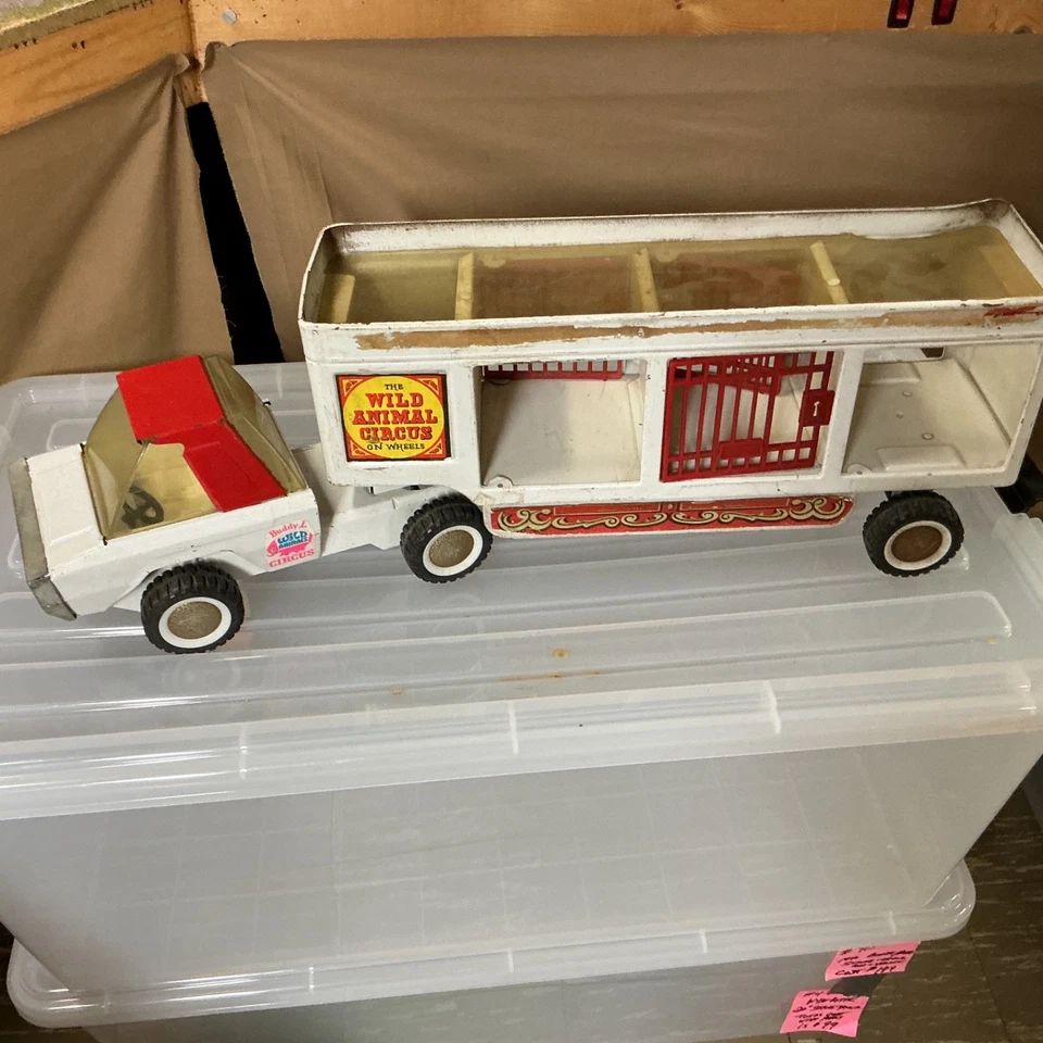 Vintage Buddy L Wild Animal Circus Truck & Trailer Diecast Pressed Steel Toy - Image 3 of 4