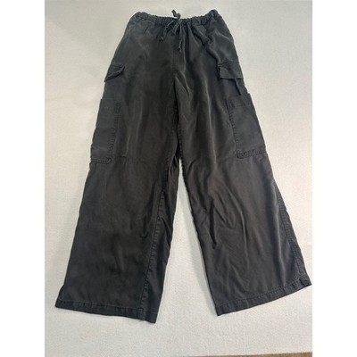 Reformation Cargo Pants Womens XS Black 100% Tencel Wide Leg Drawstring Utility
