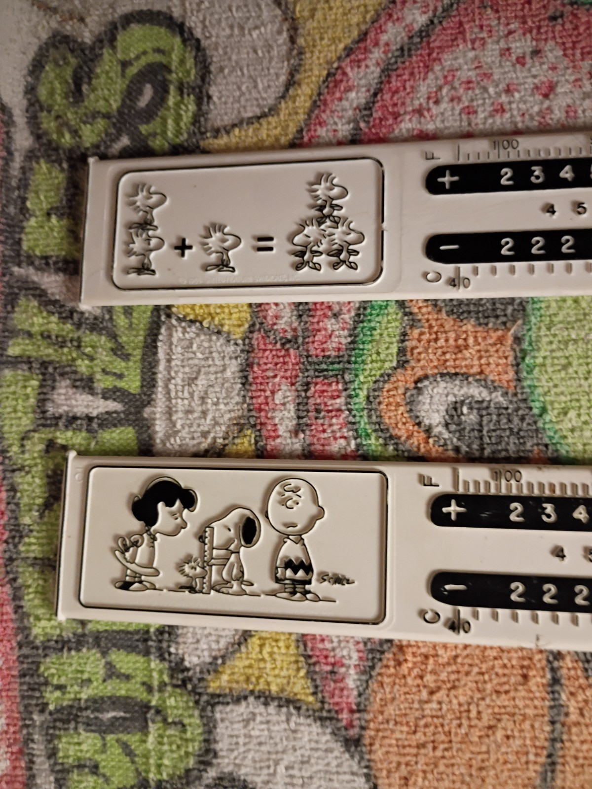 Vintage Snoopy Peanuts Plastic Slide Ruler Add Subtract Multiply Divide ...