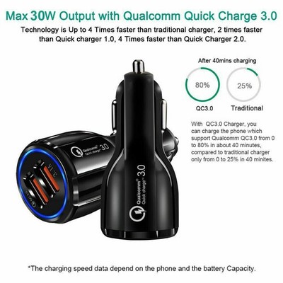 Caricatore Auto Veloce USB Qualcomm 35W Con 3 Porte (USB-C + USB) Per IPhone E Smartphone