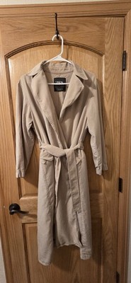 ZARA Beige Open Front Long Trench Coat Belted Pockets Lyocell Size S