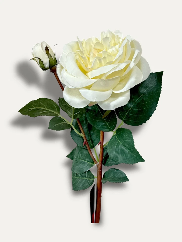 2 Fleurs En Tissu Décoratives Colmore Rose De Ferme Blanches 53Cm - Photo 4/4