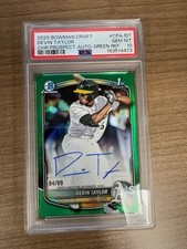2025 Bowman Draft Chrome Prospect Auto Devin Taylor Green Refractor /99 psa 10