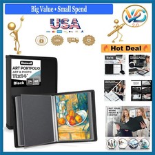 11x14 Art Portfolio Binder with Mounting Paper Black 48 Pages