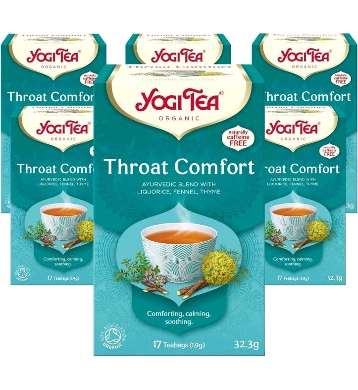 Yogi Tea, Throat Comfort Organic Herbal Naturally 17 Count (Pack of 4) Ayurvedic