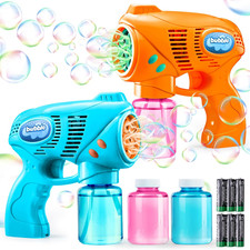 2 Pack Automatic Bubble Gun Machine Kids Outdoor Party Toy Refill 10oz
