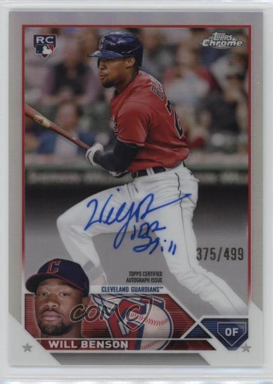 2023 Topps Chrome Rookie Auto Refractor 375/499 Will Benson #RA-WB Auto 8k4