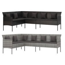 Gartensofa in L-Form mit Kissen Poly Rattan Lounge Sitzgruppe Balkon Gartenmöbel