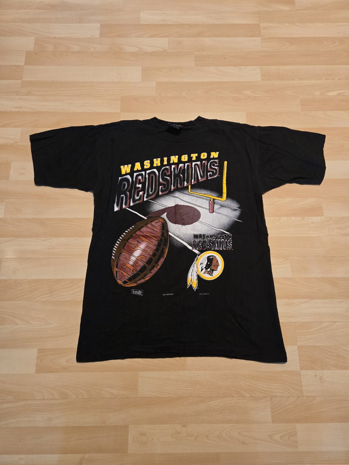 VINTAGE WASHINGTON REDSKINS T-Shirt L Magic Johnson 1993 NFL Black Single Stitch