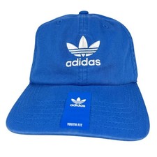 Adidas Youth Relaxed Strapback Hat Blue Baseball Cap Embroidered Logo