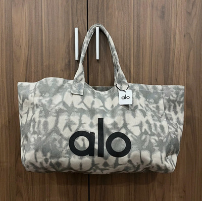 ALO Yoga Gray Tie Dye Canvas Tote Bag Large Gym Travel Cotton