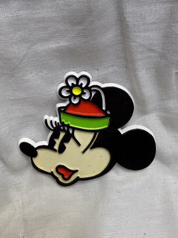 Vintage 1980s Plastic Minnie Mouse Brooch By Disney