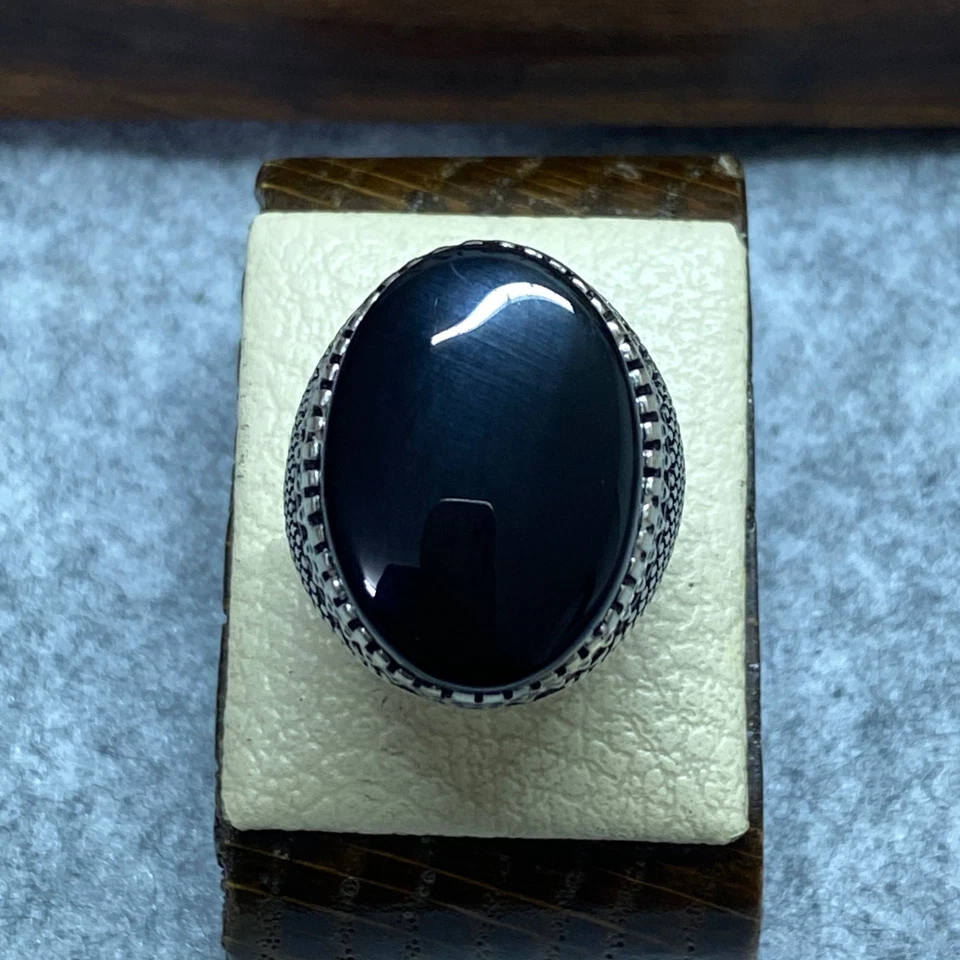 Anillo de plata de ley 925 para hombre shefat abed ágata yemení aqeeq عقيق شفة العبد كتم Foto 3 de 4