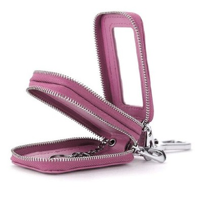 -Sides Mini Genuine Leather Car Key Chain Holder Wallet Case, Key Holder Key ...