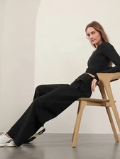 Athleta Venice High Rise Wide Leg Pant Black SMALL 109