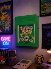 3D Printed Pokemon Green Gameboy Cartridge Wall Art   9x8in Retro Gaming Decor
