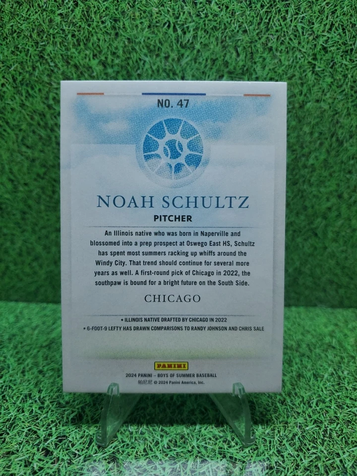 2024 Panini Boys of Summer Noah Schultz Blue Parallel 54/99 #47 White Sox - Image 2 of 2