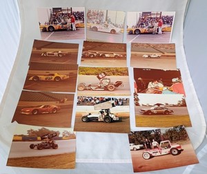 Lot of 14 Vintage Stock Car Sprint Car Racing Photos Late Model Dirt Track 1980s