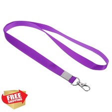 PATIKIL 5pk Purple Flat Lanyards 0.6in Width Swivel Hook ID Card