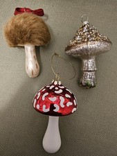 Lot Of 3 Mushroom Ornaments Boho Cottage Core Christmas New 4-5 Inches