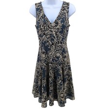 Tommy Hilfiger Dress Womens 2 Navy Cream Floral Lace Fit Flare Cocktail Party