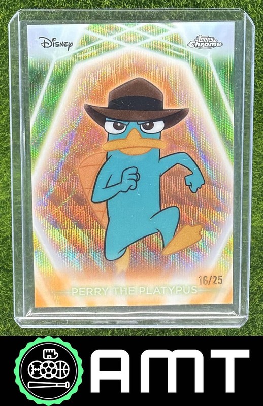 Perry the Platypus 2026 Topps Disney Neon 16/25 Chrome Neon-Etch Orange Wave