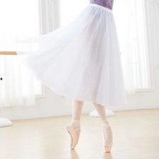 Ballet Four/Two Layers Long Dance Skirt Adults Soft Mesh Ballet Dance Skirt