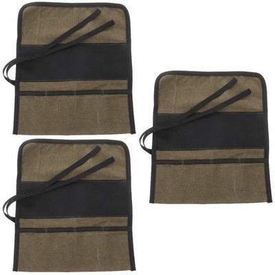 3 Pieces Canvas Rolling Tool Bag Woodworking Storage Mechanic Organizer Carrier