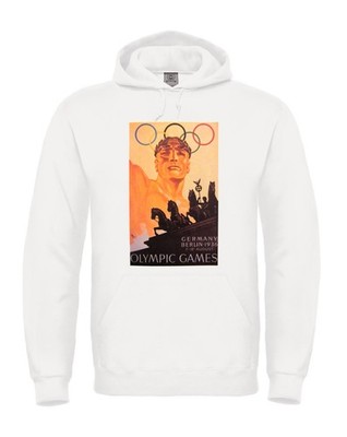 Olympische Spiele 1936 Berlin Hoodie für Mann, Frau, Kind Größe weiß/schwarz Farbe
