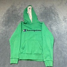 Champion Hoodie Youth Medium Green Embroidered Logo Fleece Lined Long Sleeve