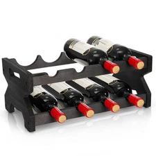 2-Tier Wine Rack, 8 Bottles Wood Countertop Wine Storage Shelf, Tabletop Free...