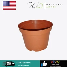 6 Inch Plastic Nursery Pot with Drainage Holes –Brown–Ideal for Indoor & Outdoor