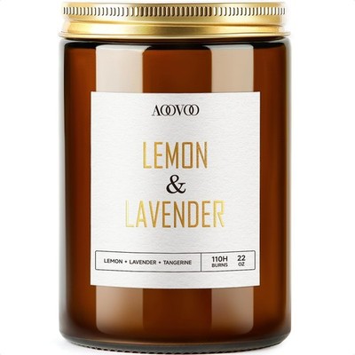 AOOVOO Lemon Lavender Scented Candle - Lavender Candle, Scented Candles, Soy ...