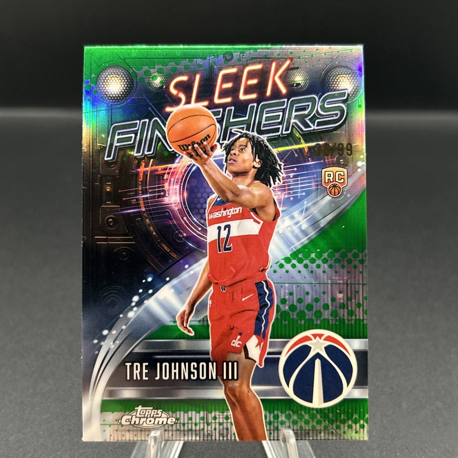 2025-26 Topps Chrome Tre Johnson III Sleek Finishers Insert SF-26 Green /99