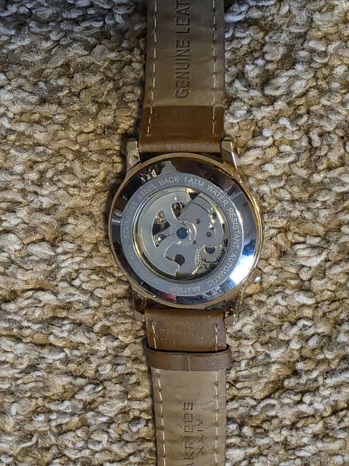 Akribos XXIV AK475BR Wind Up Skeleton Watch - image 3 of 4
