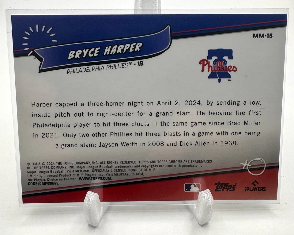 Actualización cromada Topps 2024 Bryce Harper Major League Minis MM-15 SSP 1:2448 paquetes Foto 2 de 2