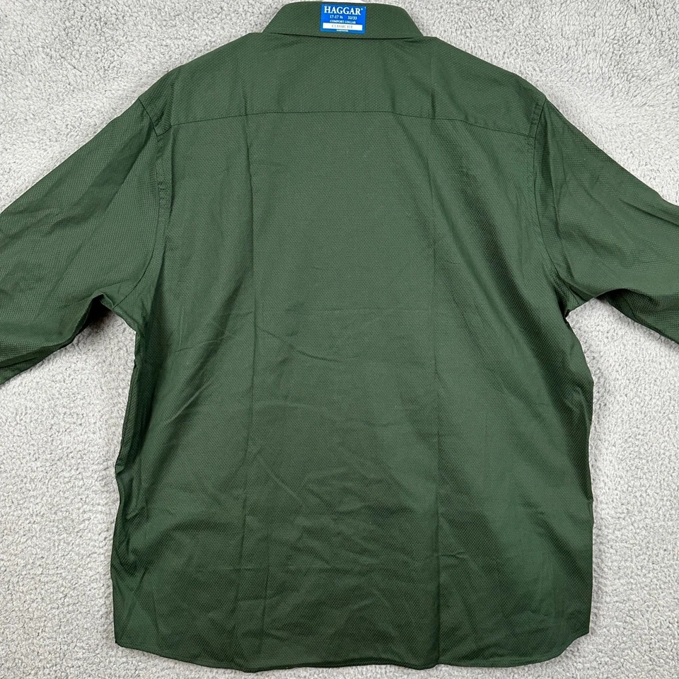 Vestido Camisa Haggar Para Hombre 17-17.5 32-33 Verde Abotonado Elastizado Calce Clásico NUEVO Foto 2 de 4