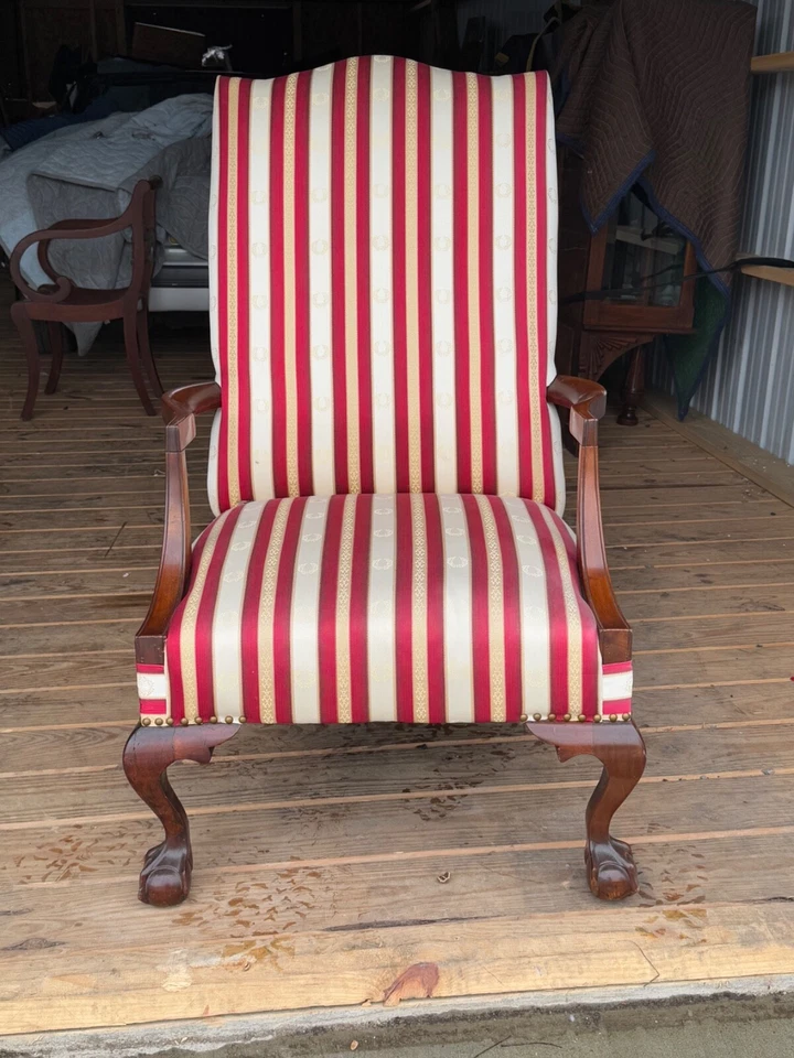 старинный Chippendale красное дерево орех легкий стул у камина мяч коготь - Изображение 3 из 4