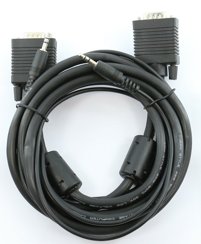 15 Pin VGA with Audio Aux 3.5mm Jack lead Cable 1m 2m 3m 5m 10m 15m 20m - Picture 3 of 9