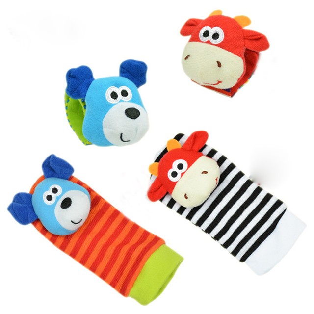 deardeer baby infant animal wrist and feet rattles