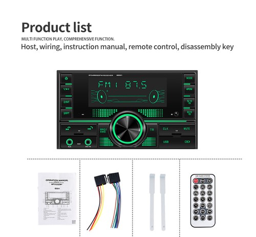 Car Stereo Audio Bluetooth Head Unit FM/USB/MP3/TF/AUX-IN/Color Backlight Player - Bild 18 von 19