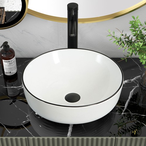 Bathroom Vessel Sink Ceramic Porcelain Basin Bowl ORB Chrome Faucet Pop up Drain - Picture 16 of 76