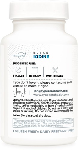 Type Zero Iodine Tablets (60 Count) 325mcg - from Sea Kelp, non-GMO, Gluten-Free - Picture 3 of 4