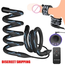 Male Electric EStim Penis Stretcher Enhancer Ball Scrotum Ring Delay Ejaculation