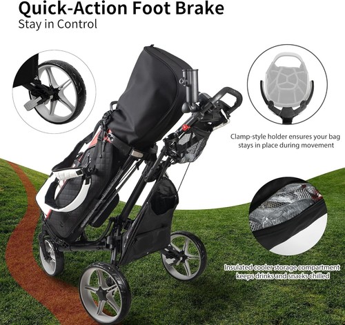 Caddytek Unisex Caddylite One - Swivel V8 -- 3 Wheels Push Cart Trolley Green - Picture 8 of 13