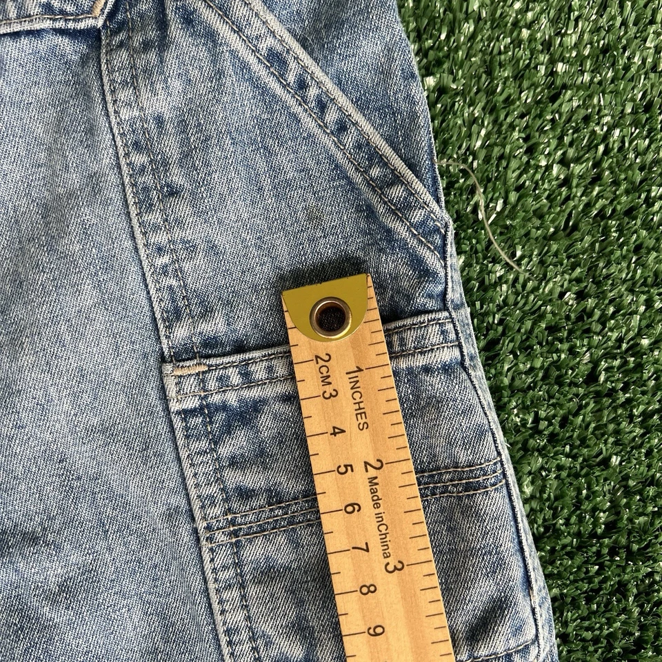 Pantalones Cortos De Colección Y2K Para Hombre Carpintero Pierna Ancha Patín Azul Denim 35x11" Estilo JNCO Foto 2 de 4